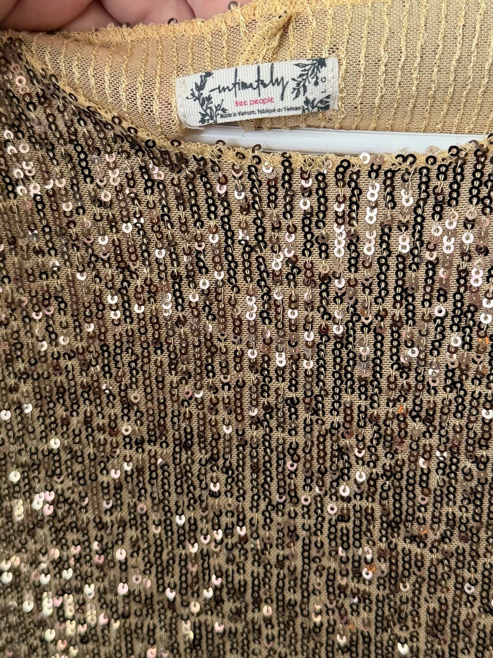 Free People Gold Rush Gold Sequin Long-Sleeve Women's Top Large - Picture 5 of 7